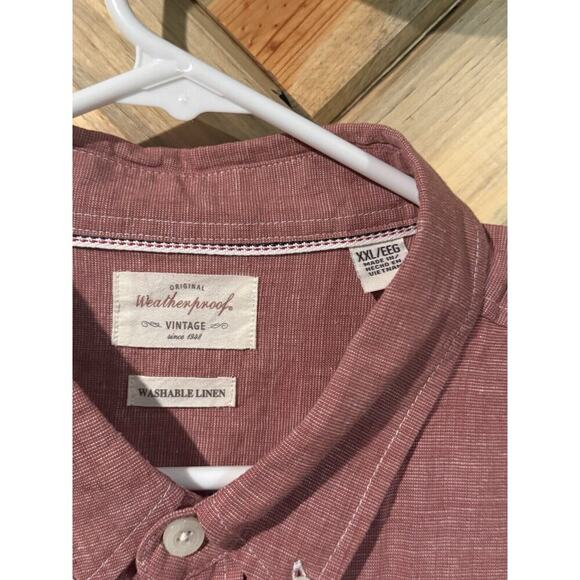 Weatherproof Vintage Washable Linen Shirt, Mens XXL Red ButtonUp S/SL - Picture 3 of 4